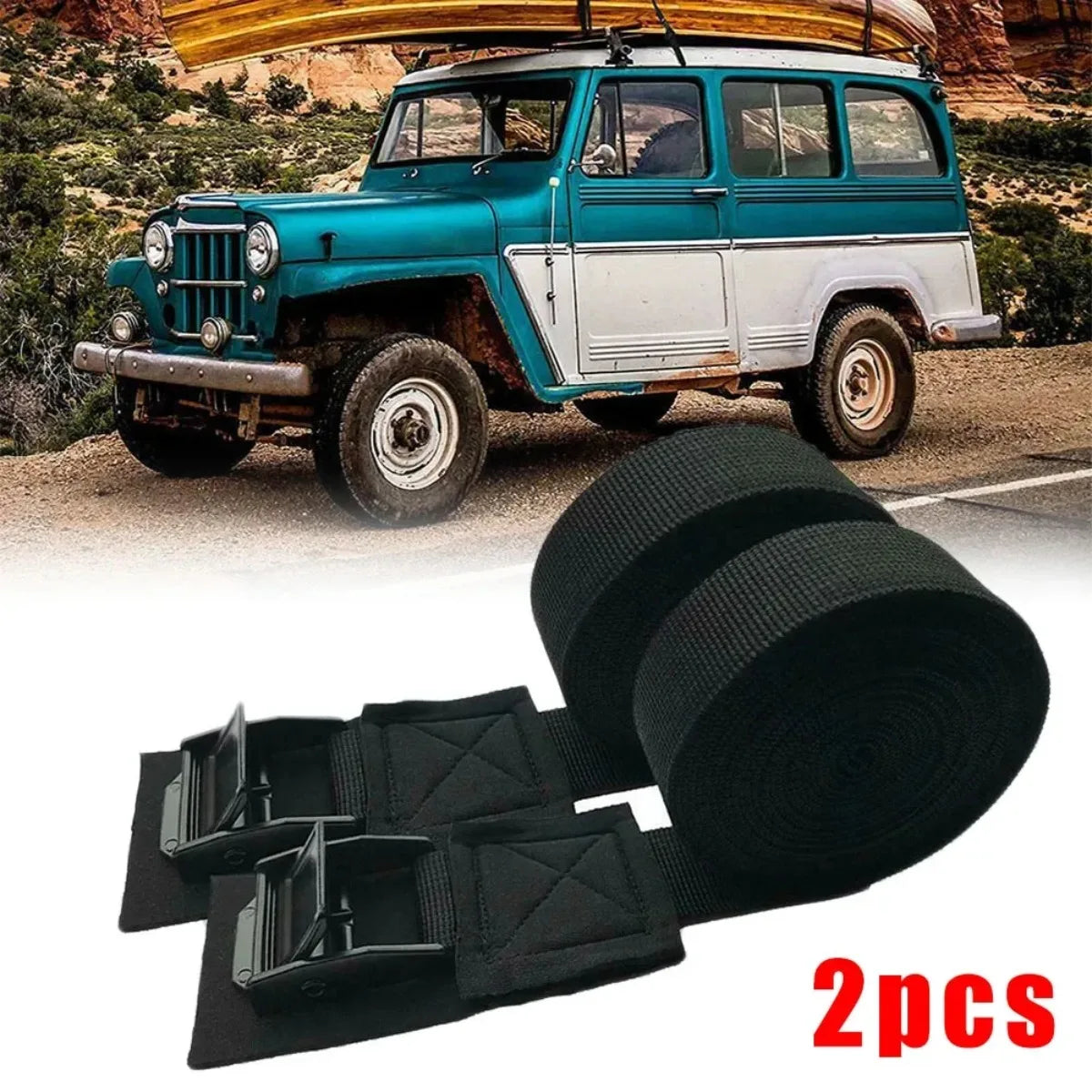 Cam Loop Tie-Down Straps for Kayak & Car Roof Rack – 2 Pack