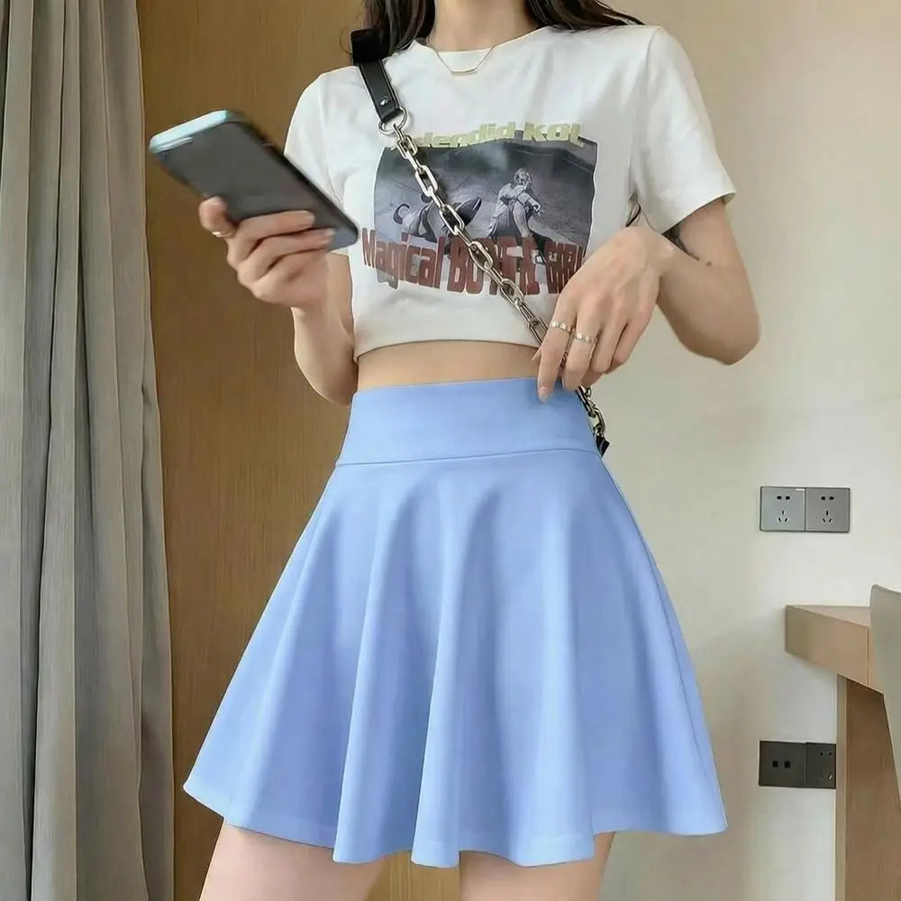 Women's Pleated Mini Skirt – Elastic Waist Casual Sun Skirt