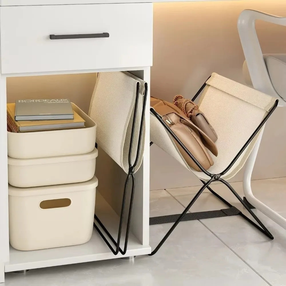 Foldable Bag Storage Rack | Metal Frame Organizer – Black