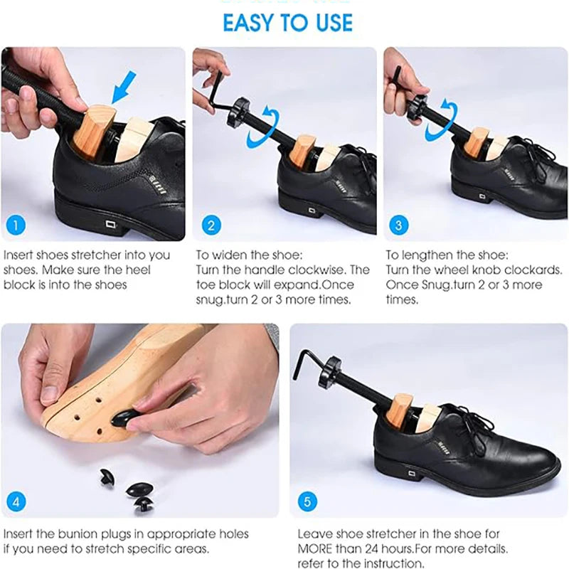 Wood Shoe Stretcher – Adjustable Width & Length for Men & Women