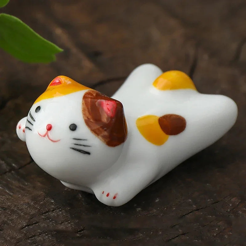 Japanese Ceramic Cat Chopstick Holder & Spoon Rest