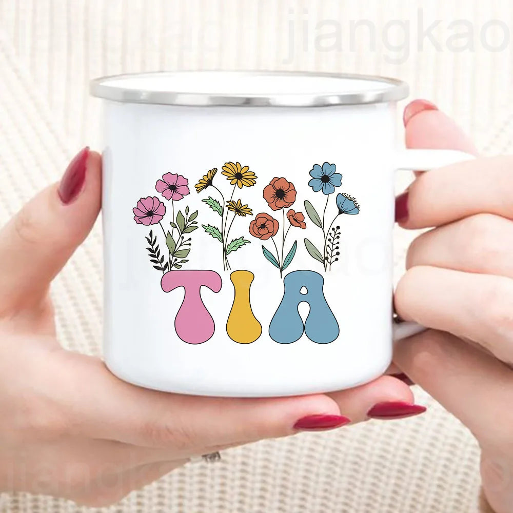 Tía Spanish Floral Enamel Mug – Aunt Birthday Gift