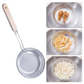 Wooden Handle Stainless Steel Fine Mesh Skimmer Strainer Spoon