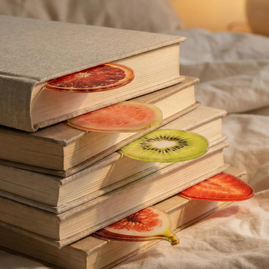 Acrylic Fruit Bookmarks Set – 7 Translucent Designs