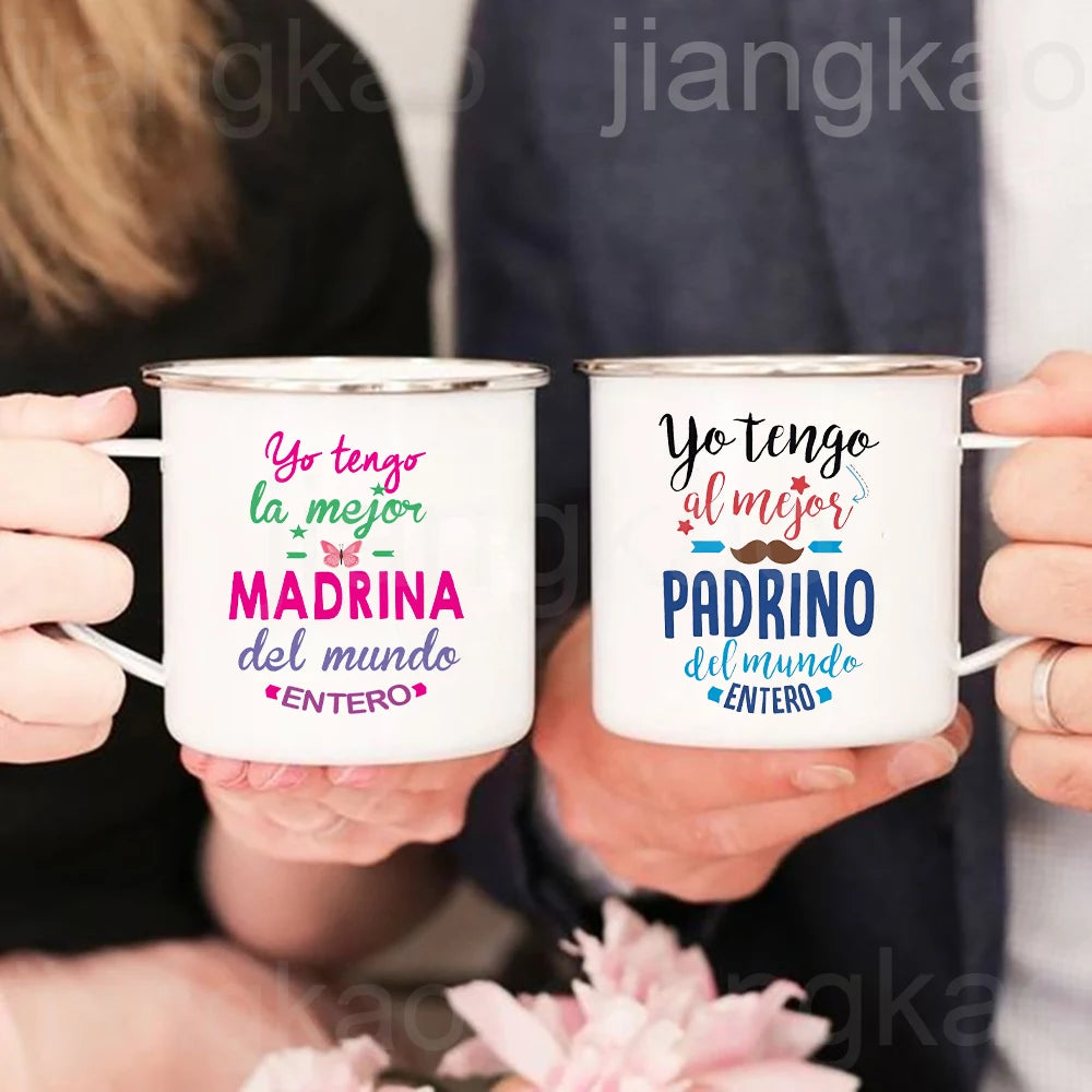 Best Godmother & Godfather Enamel Coffee Mug | Gift Idea