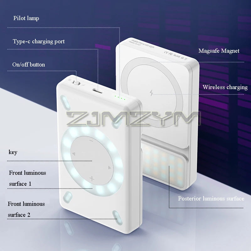 10W RGB Magnetic Phone Fill Light | 3000mAh, 2500K–9000K