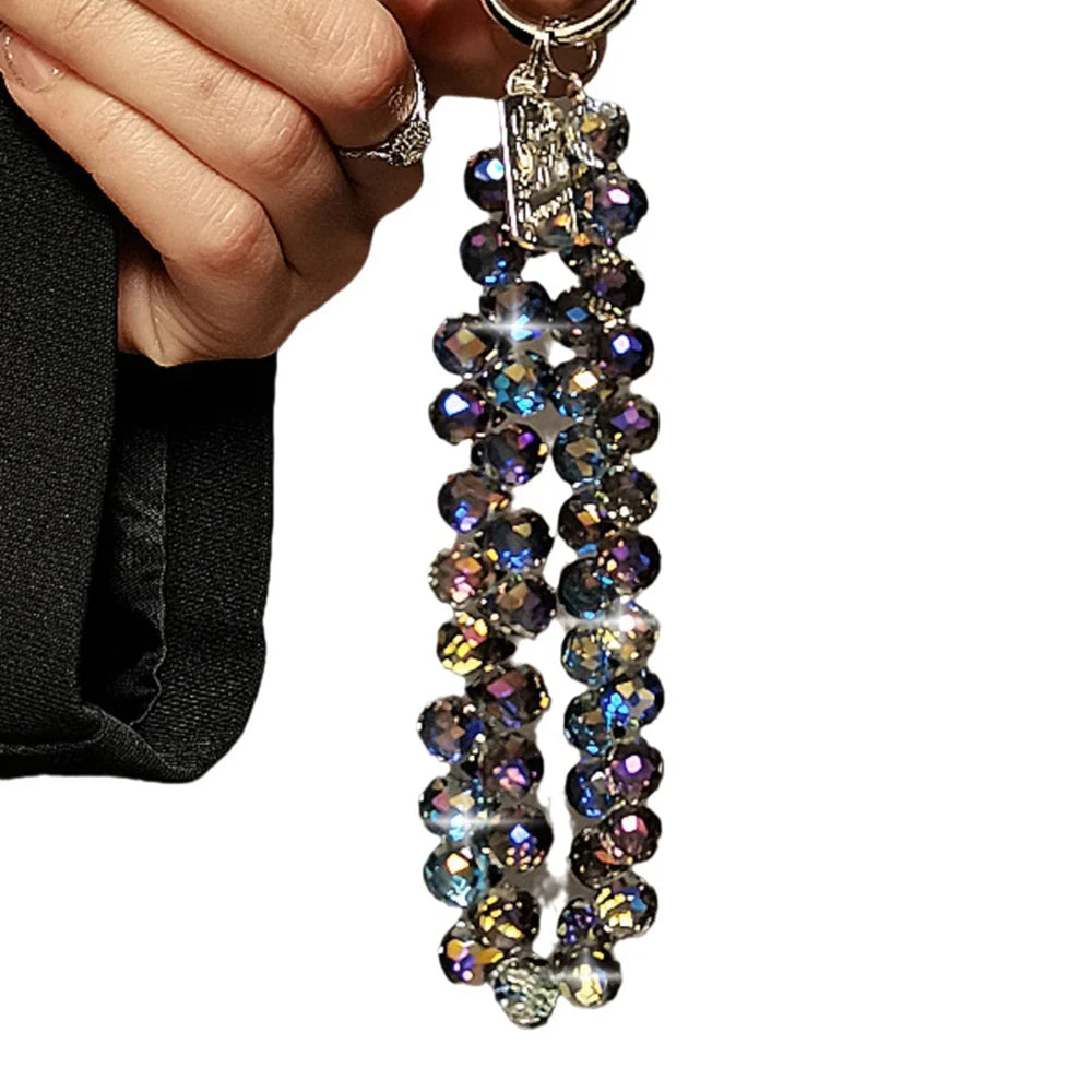Crystal Rhinestone Bead Phone Wrist Strap Lanyard Keychain