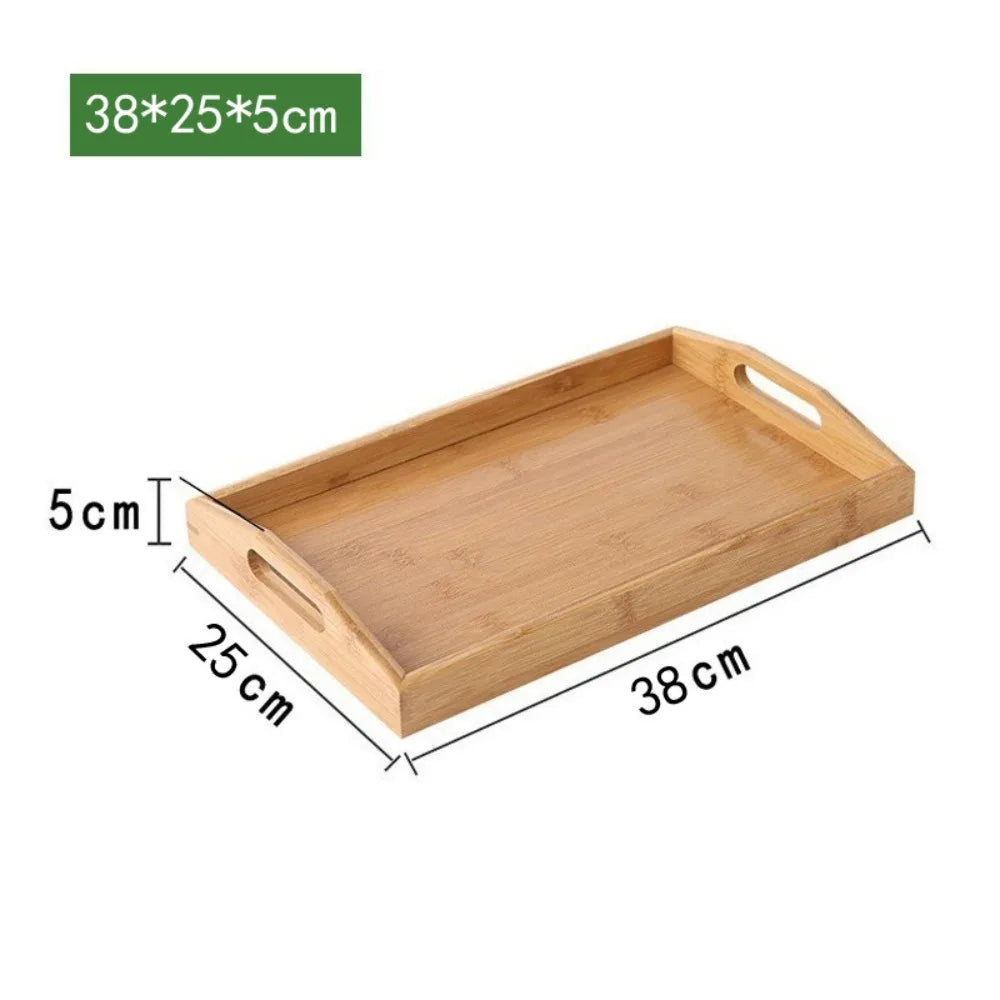 Retro Bamboo Wood Rectangular Storage Tray – Tea & Home Décor