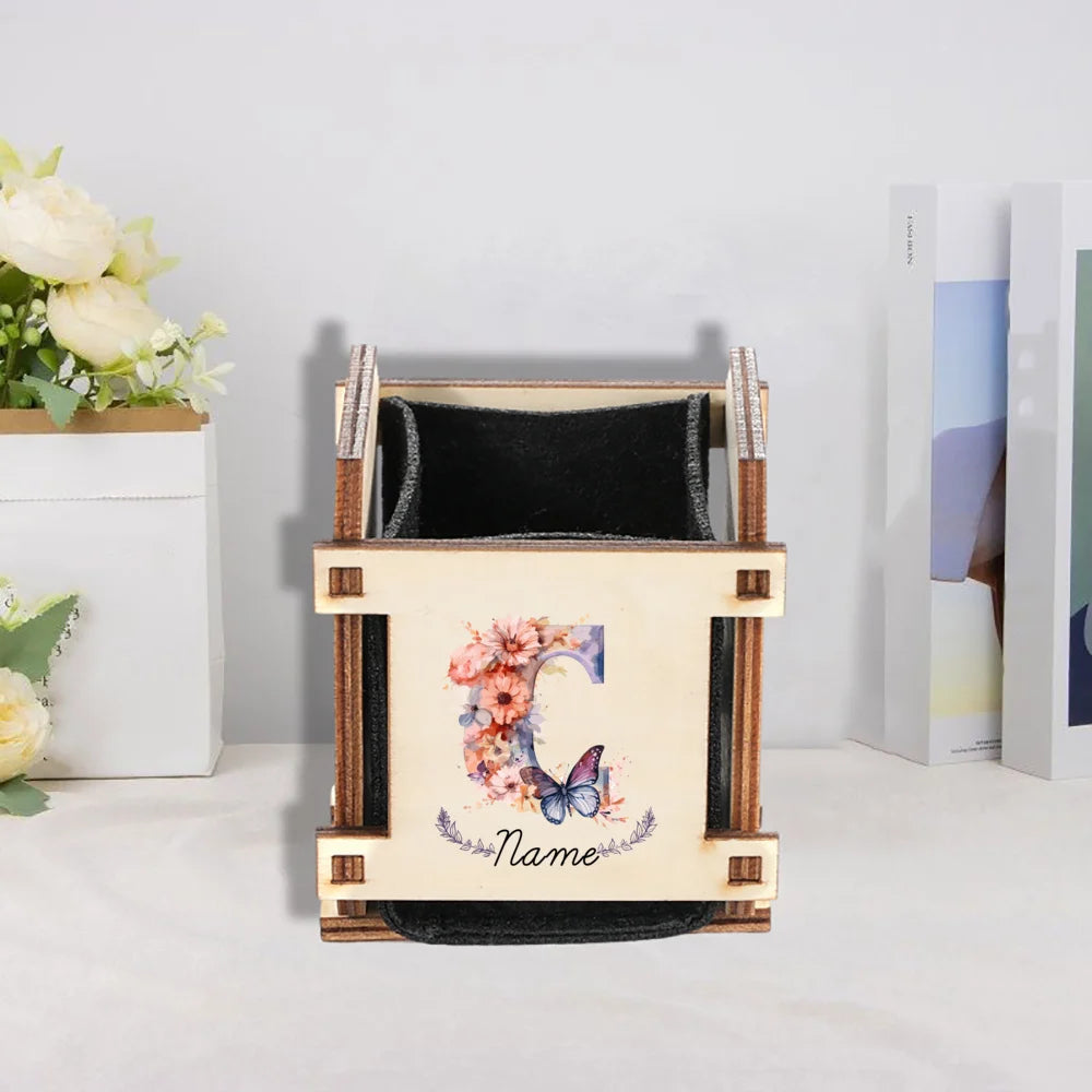 Personalized Mini Wooden Succulent Planter Pot – Custom Name