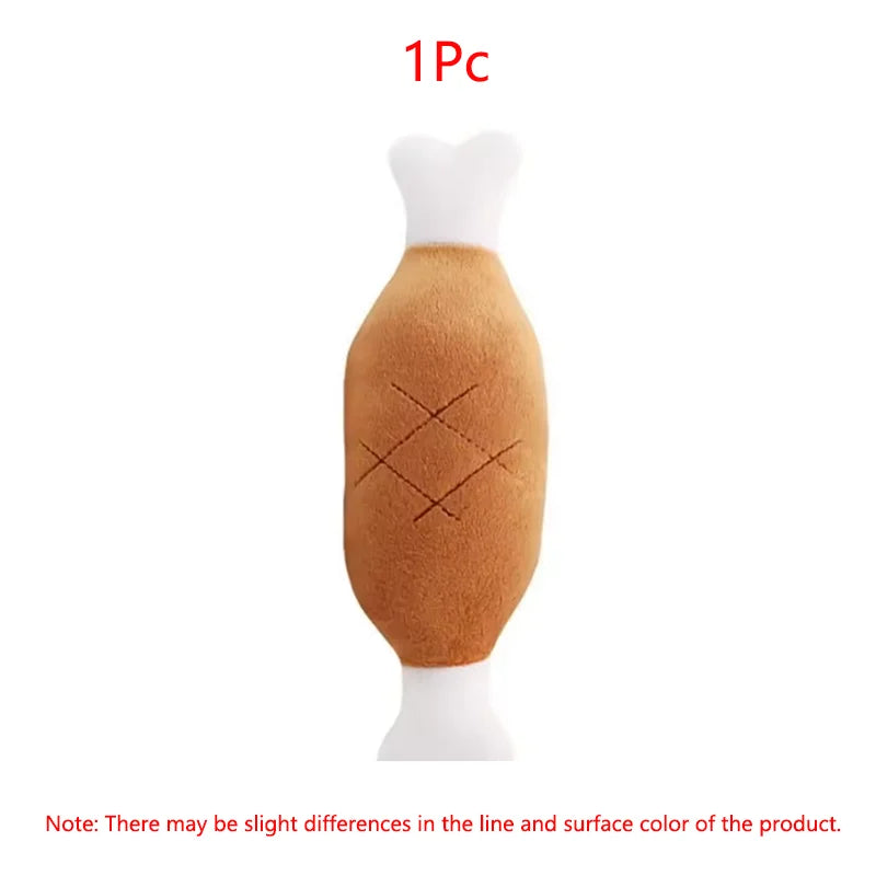 Interactive Plush Squeaky Dog Toy – Chicken Leg & Bone Shape