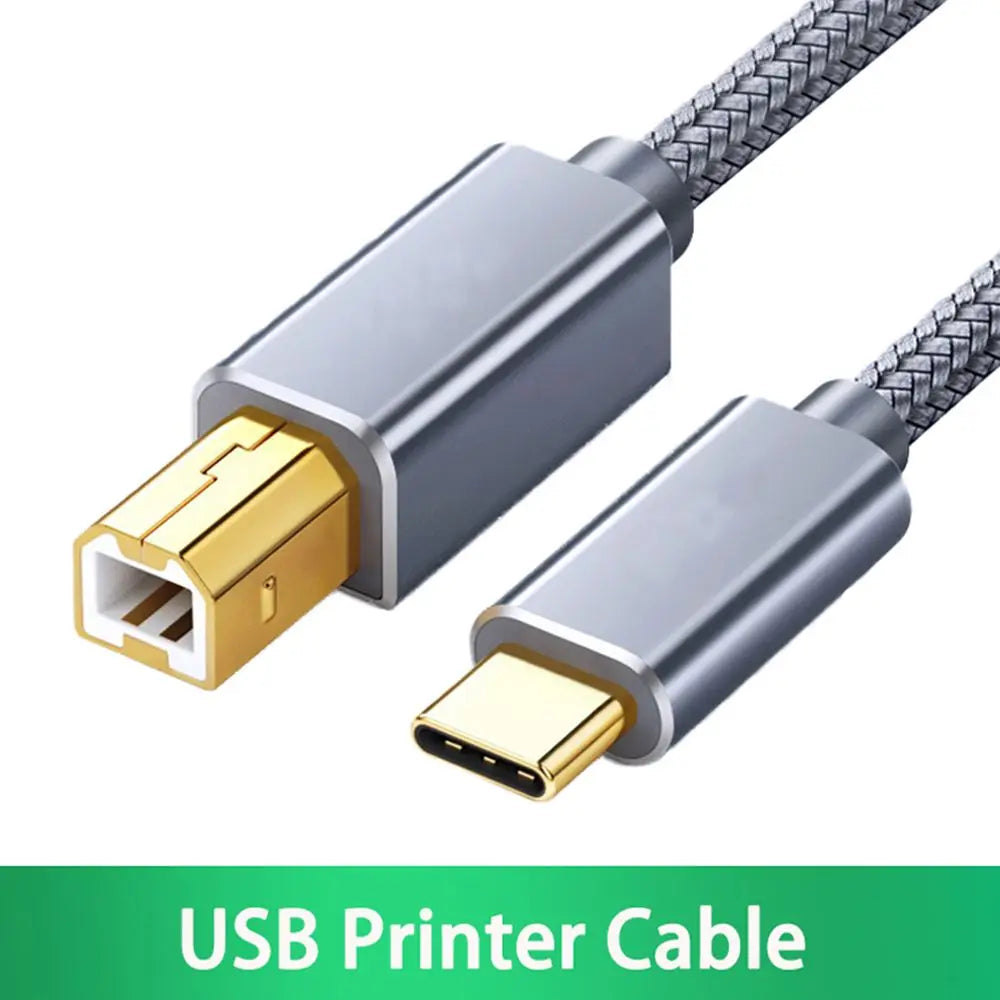 USB-C to USB-B 2.0 Nylon Braided Printer Cable | High Speed