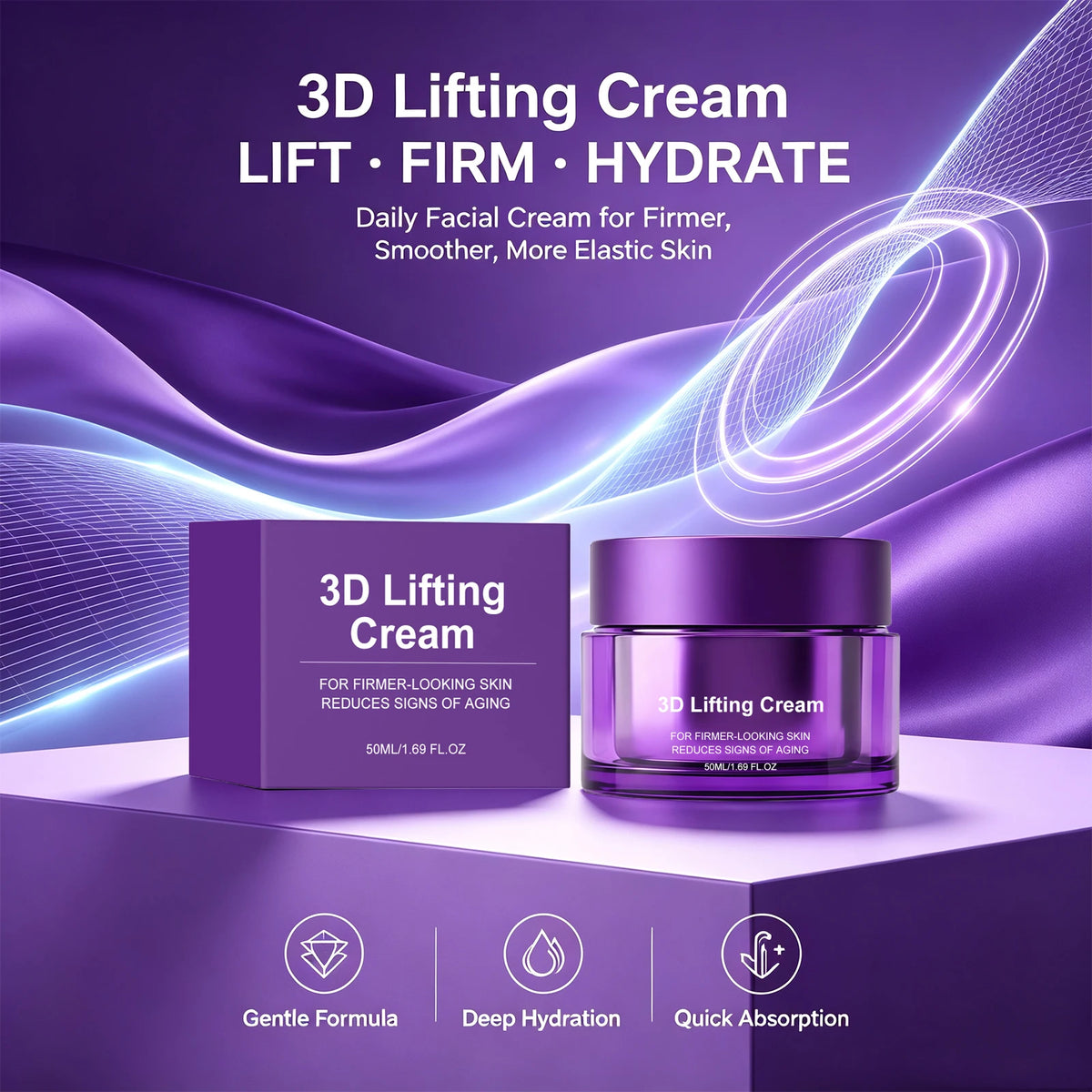 3D Lifting Face & Neck Firming Cream – Hydrating Moisturizer