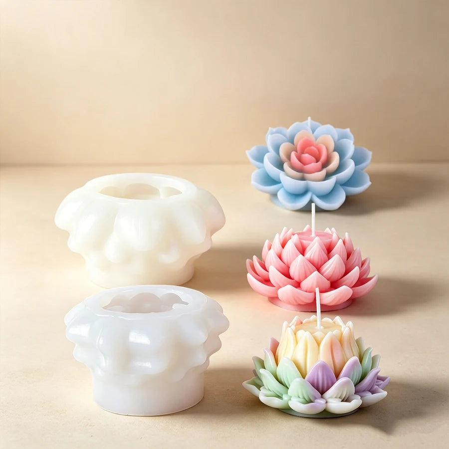 3D Flower Silicone Candle Mold – Rose & Lotus Soap Craft