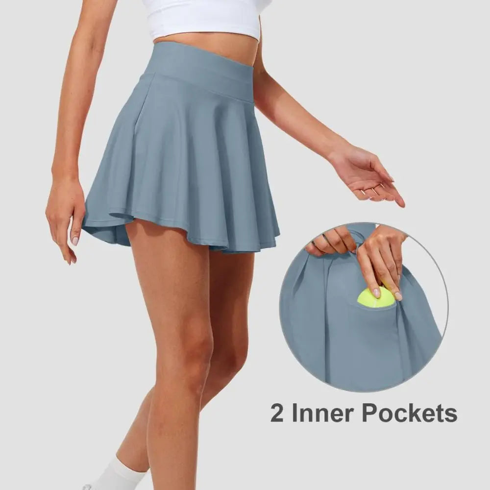 Women's Pleated Tennis Skirt – High Waist, Shorts & Pockets
