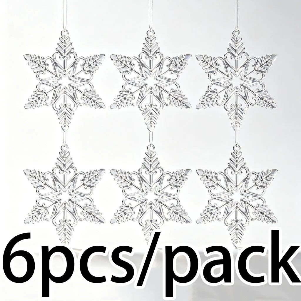 Transparent Snowflake Pendant Ornaments – 6-Pack Holiday Decor