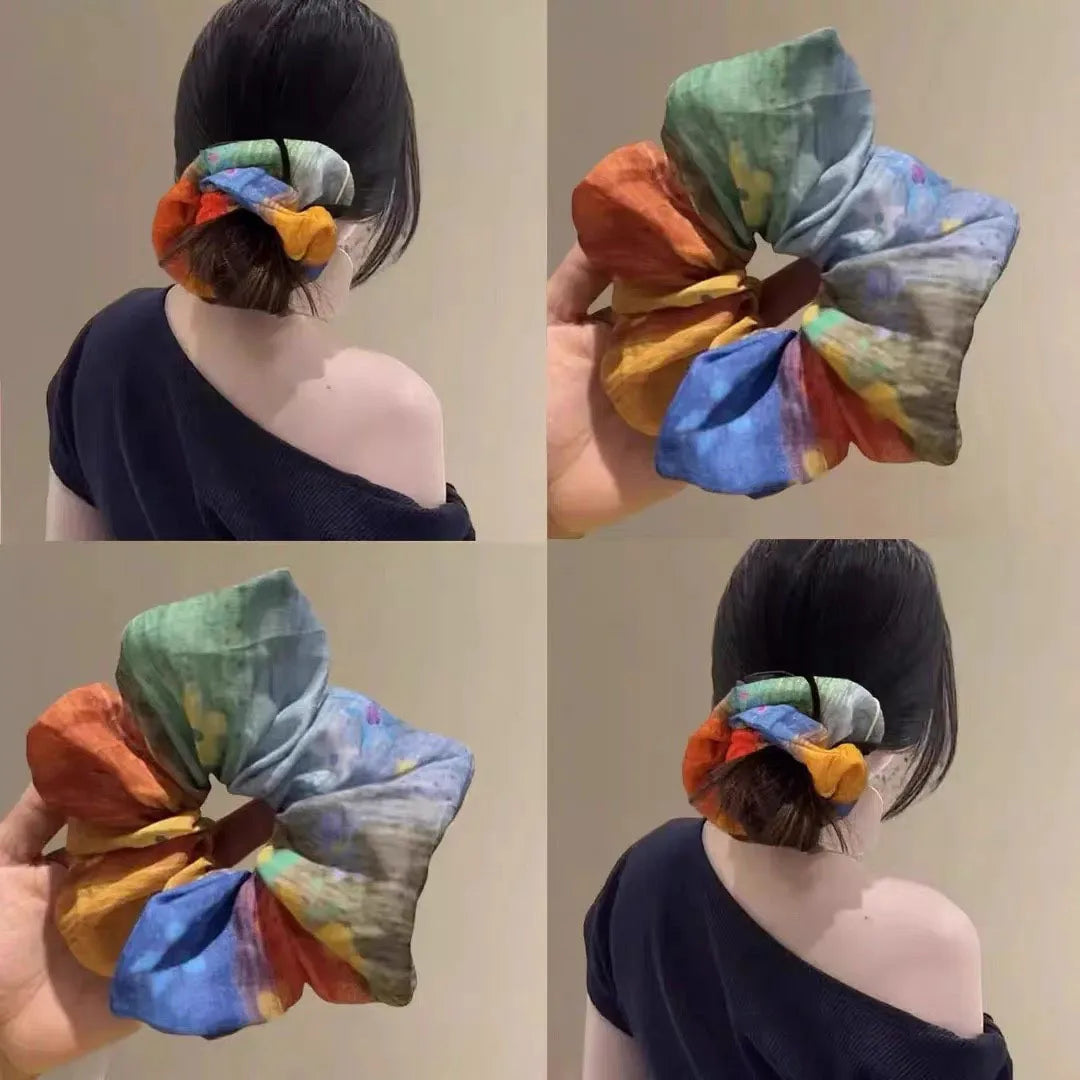 Bohemian Handmade Scrunchie Headband – Green Blue Yellow