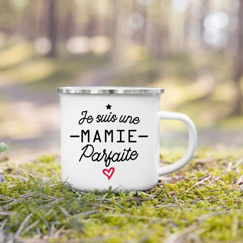 Super Papy Mamie Enamel Mug – Grandma & Grandpa Gift