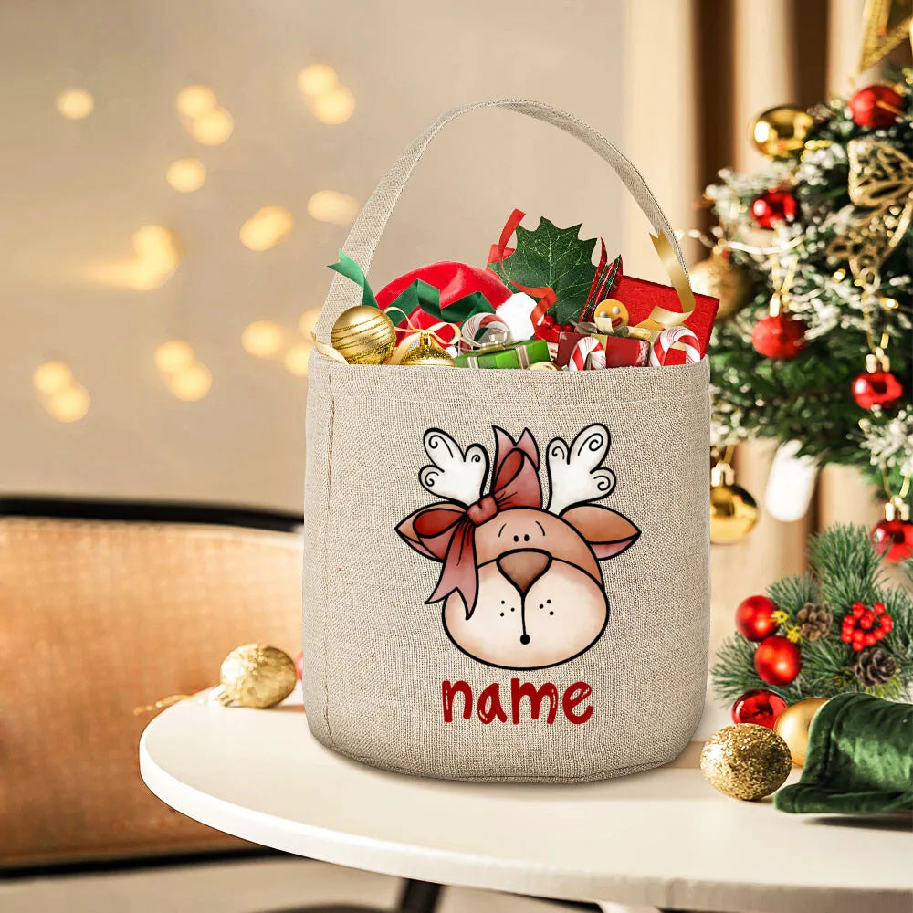 Personalized Deer Christmas Sack Bag | Custom Kids Xmas Gift