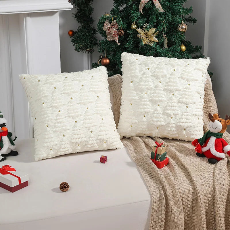 VIKAMA 3D Fluffy Christmas Tree Throw Pillow Cover | Xmas Decor