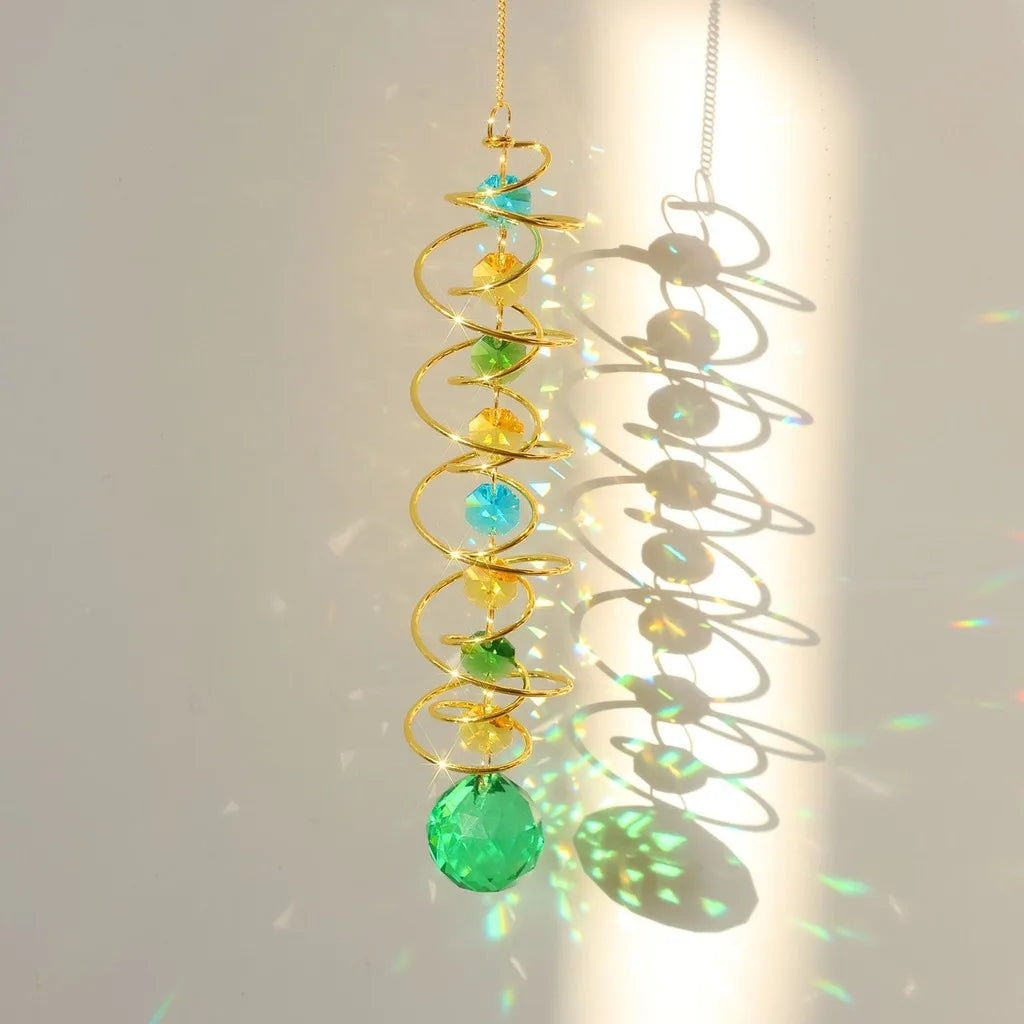 Crystal Spiral Sun Catcher – Rainbow Light Wind Spinner Decor