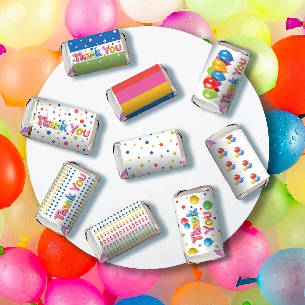 120-Pack Mini Candy Bar Wrapper Stickers – Baby Shower Decor