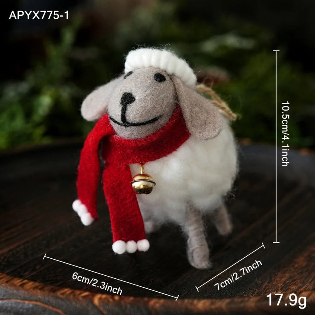 Felt Wool Sheep Christmas Ornament | Xmas Tree Hanging Decor