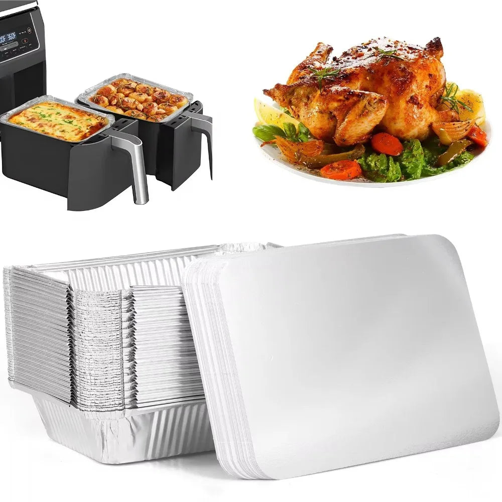 10-Pack Disposable Aluminum Foil Baking Trays with Lids