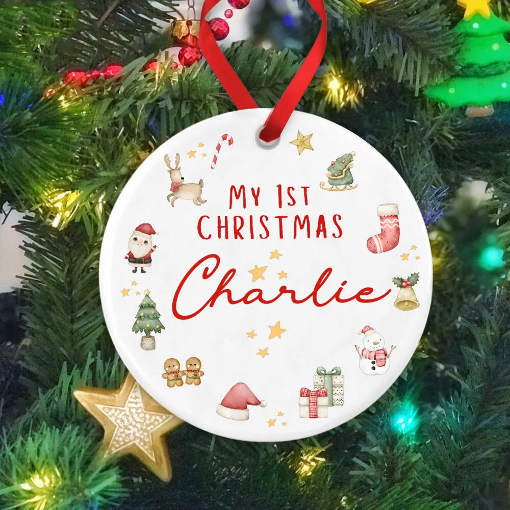 Personalized Baby's First Christmas Ornament 2025 – Ceramic