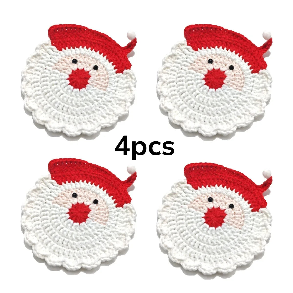 Santa Claus Crochet Coasters – Festive Christmas Table Set