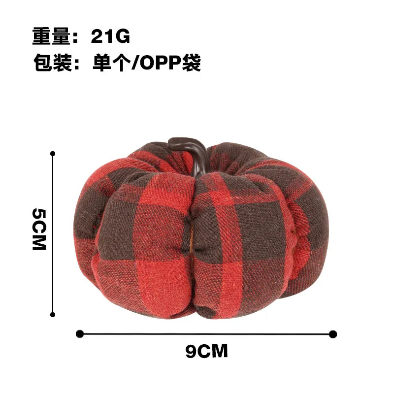 Plaid Fabric Mini Pumpkin Decor – Rustic Fall & Halloween Ornament