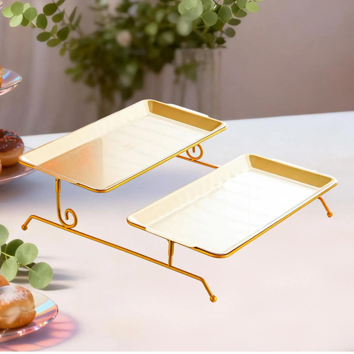 Stainless Steel Gold Tiered Fruit & Snack Display Tray