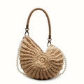 Handmade Woven Shell Bag – Boho Straw Beach Crossbody Purse