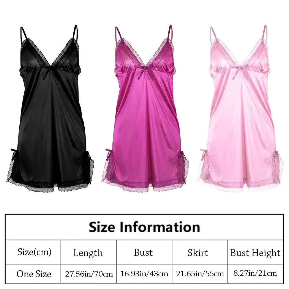 Lace Camisole Bowknot Patchwork Nightgown – Women's Nightwear