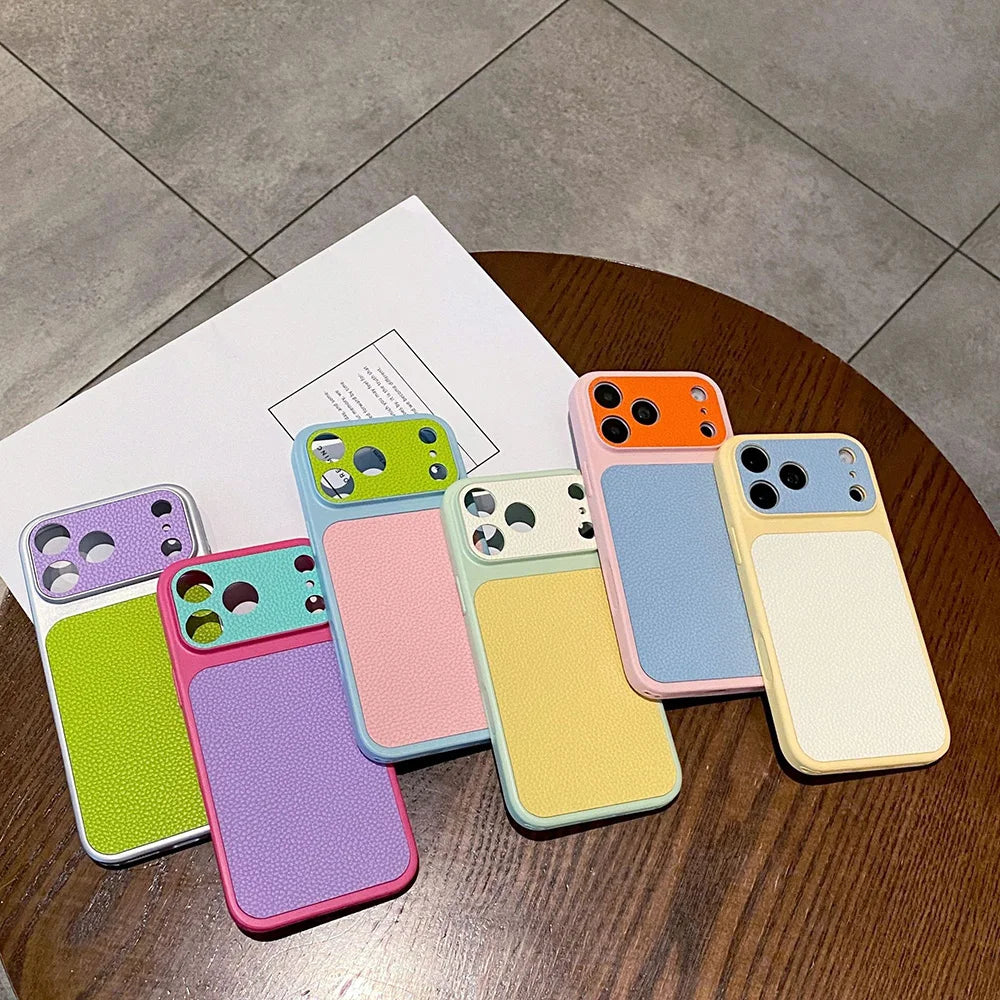 Lichee Leather iPhone Case – Shockproof Camera Window Cover