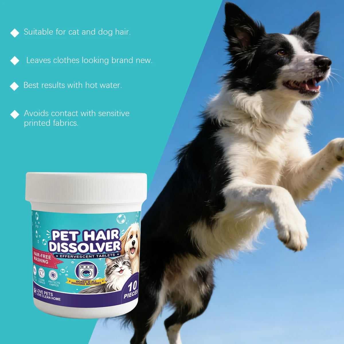 Pet Hair Removal Effervescent Tablets for Washing Machine
