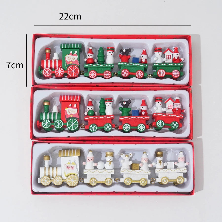 Wooden Christmas Train Ornament – Festive Desktop Décor Gift