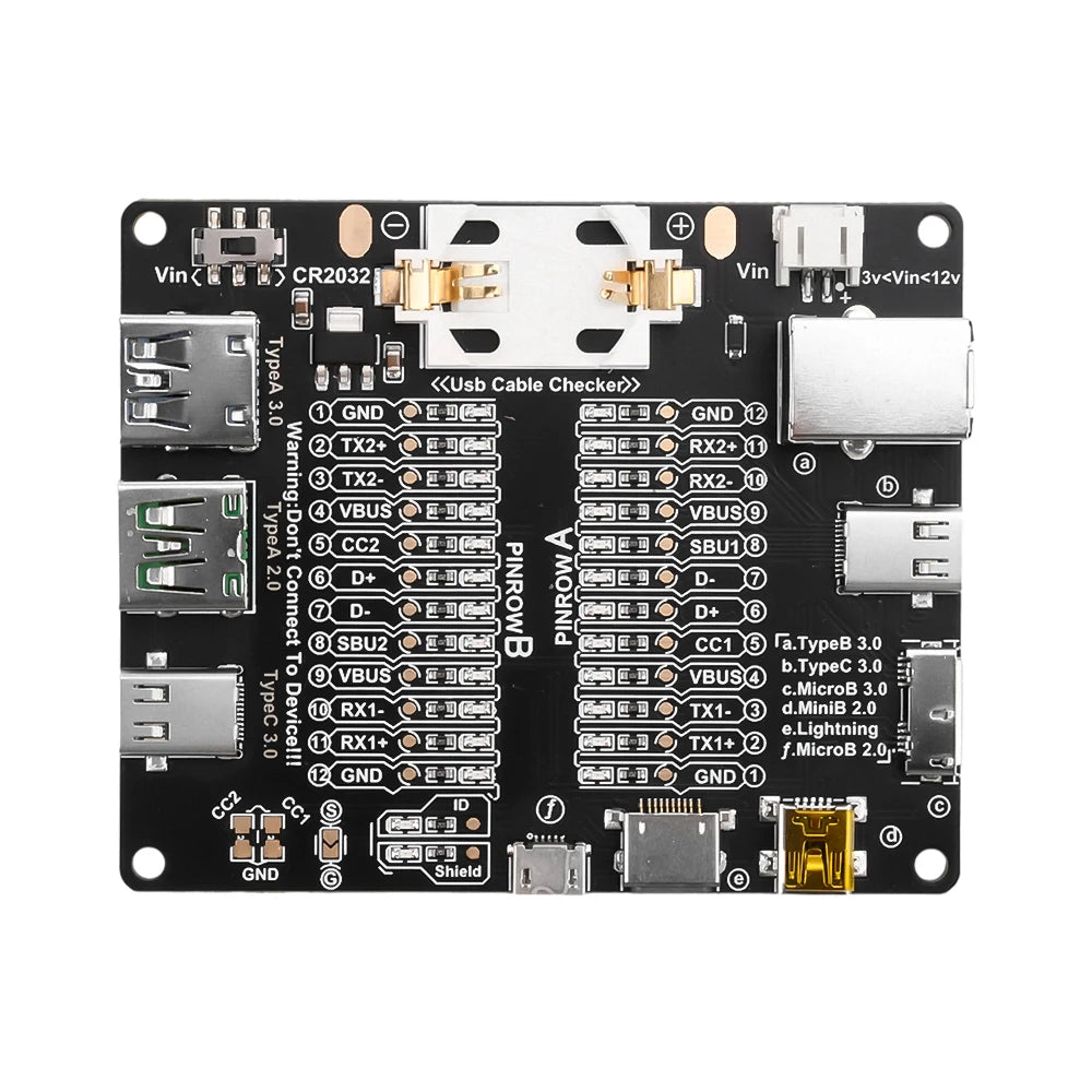 USB Cable Tester Board – Type-C, Micro & Lightning LED Tester