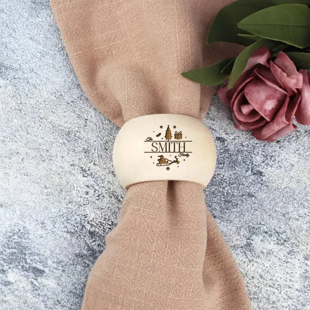 Personalized Christmas Napkin Rings – Reindeer & Xmas Tree