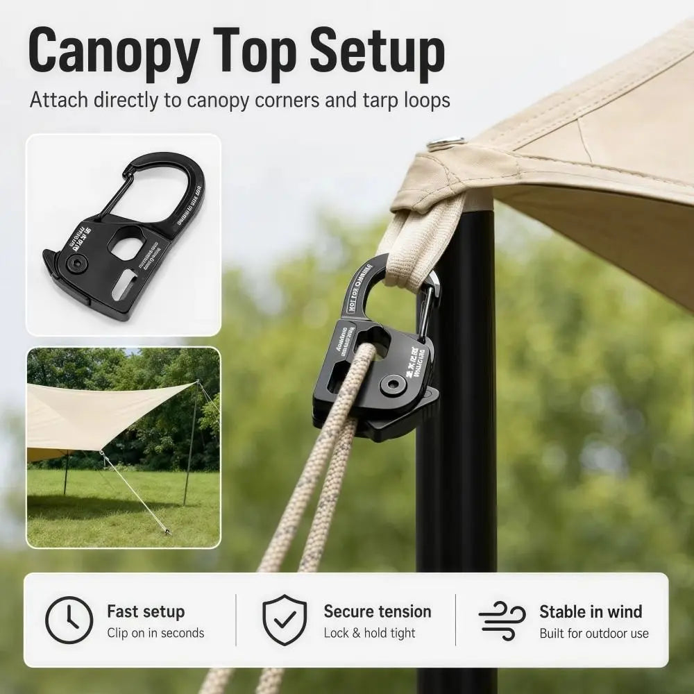 Aluminum Alloy Tent Rope Tensioner | Anti-Slip 2–10mm Adjuster