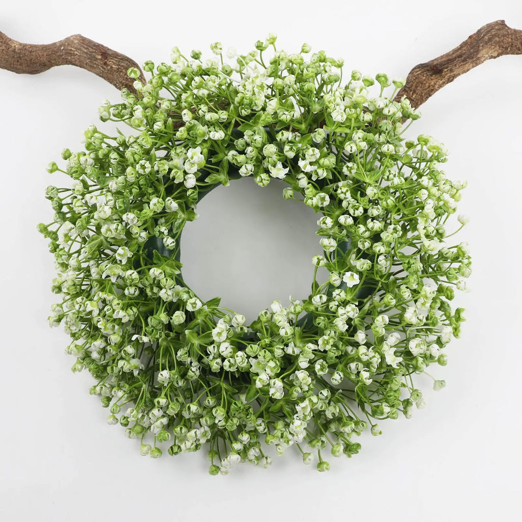 Farmhouse Greenery Artificial Door Wreath – Round Floral Decor