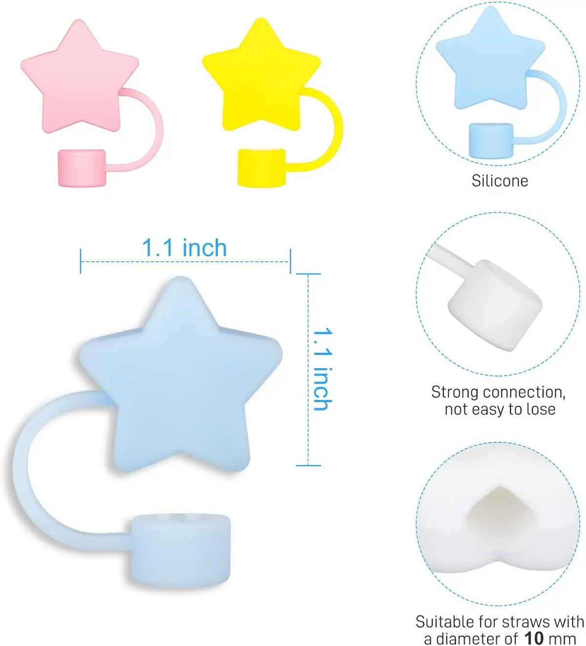 Star Silicone Straw Cover for Stanley 30 & 40 Oz Tumbler | 10mm