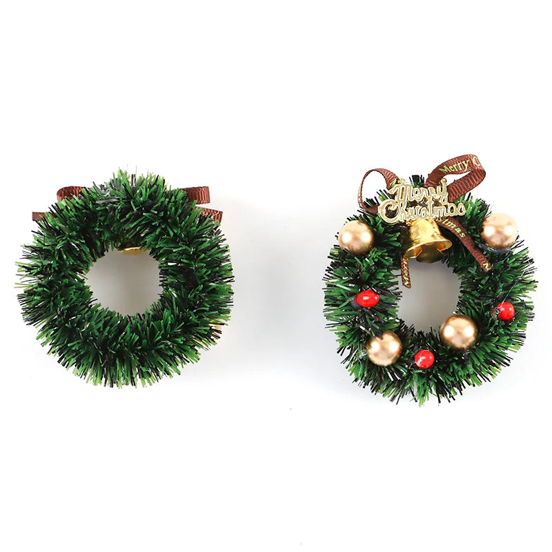 Mini Christmas Wreath Bell Pendants – 2 Pack, 55mm Ornaments