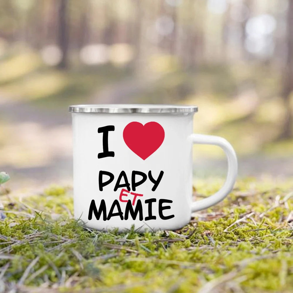 Super Papy Mamie Enamel Mug – Grandma & Grandpa Gift