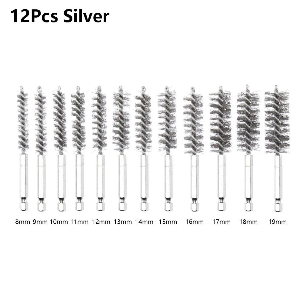 Stainless Steel Bore Brush Set | 1/4" Hex Shank | 8–25mm