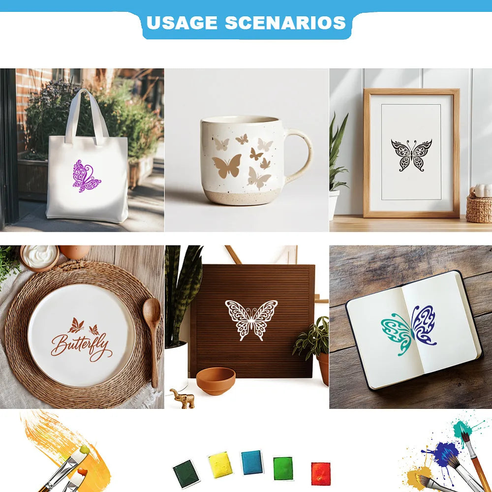 Butterfly Silk Screen Stencil – Self-Adhesive 2-Pack | DIY Craft
