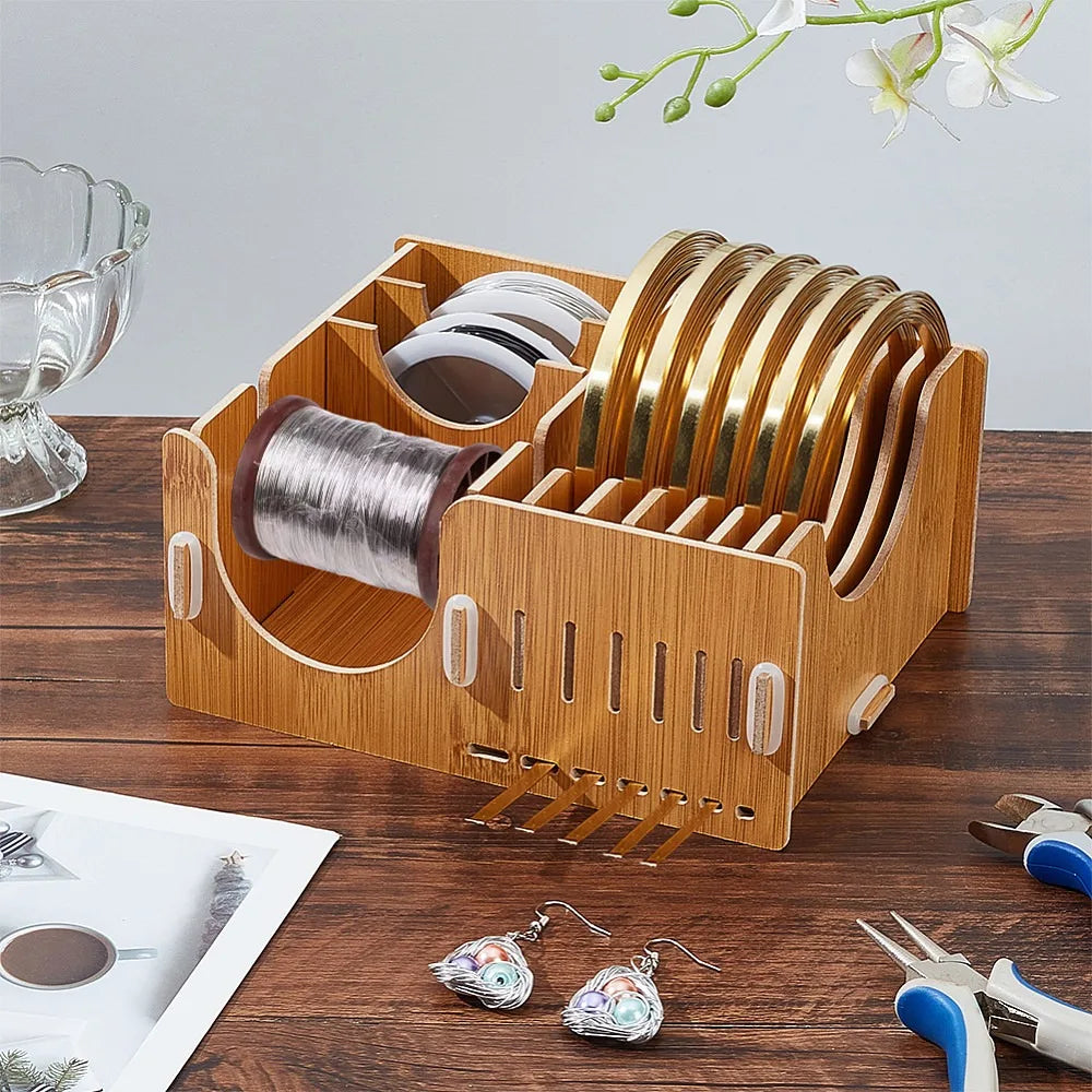 Wooden Tape Dispenser & Foil Storage Box for DIY Crafts