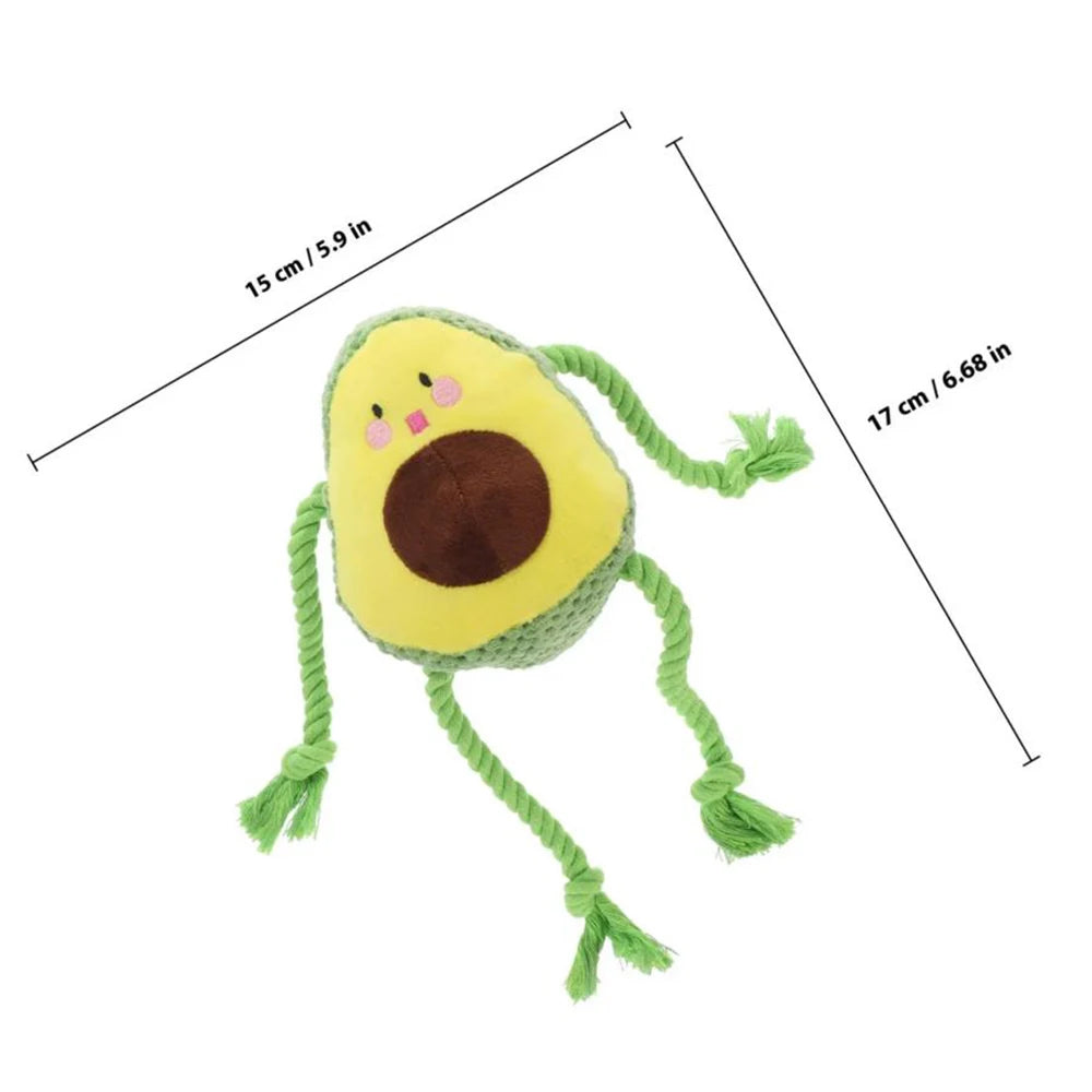 Chew-Resistant Squeaky Pet Toy – Avocado & Octopus Knot Doll