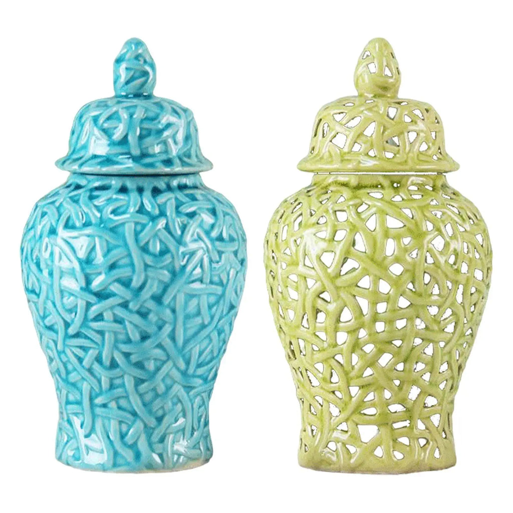 Porcelain Ceramic Ginger Jar Vase with Lid | Home Décor