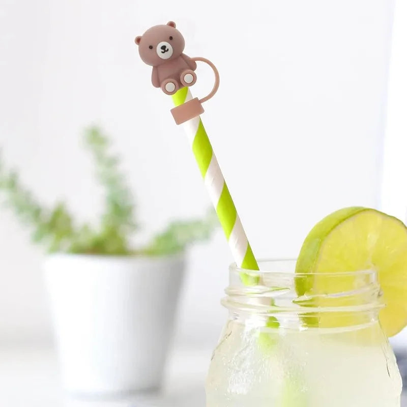 Cute Bear Silicone Straw Tip Cover for Stanley Tumblers