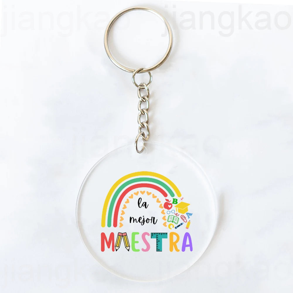 Teacher Appreciation Circle Acrylic Keychain | Heartfelt Gift